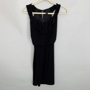 White House Black Market Little Black Dress With Ruffle Neckline Size XXS